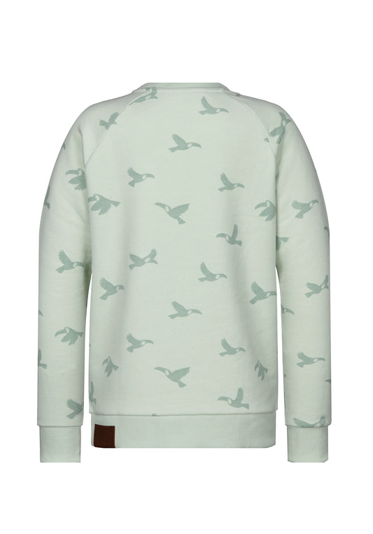 Krokettenhorst 20 - Light Green Melange Allover Birds